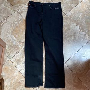 Nudj black tummy tuck jeans with crystal embellishments